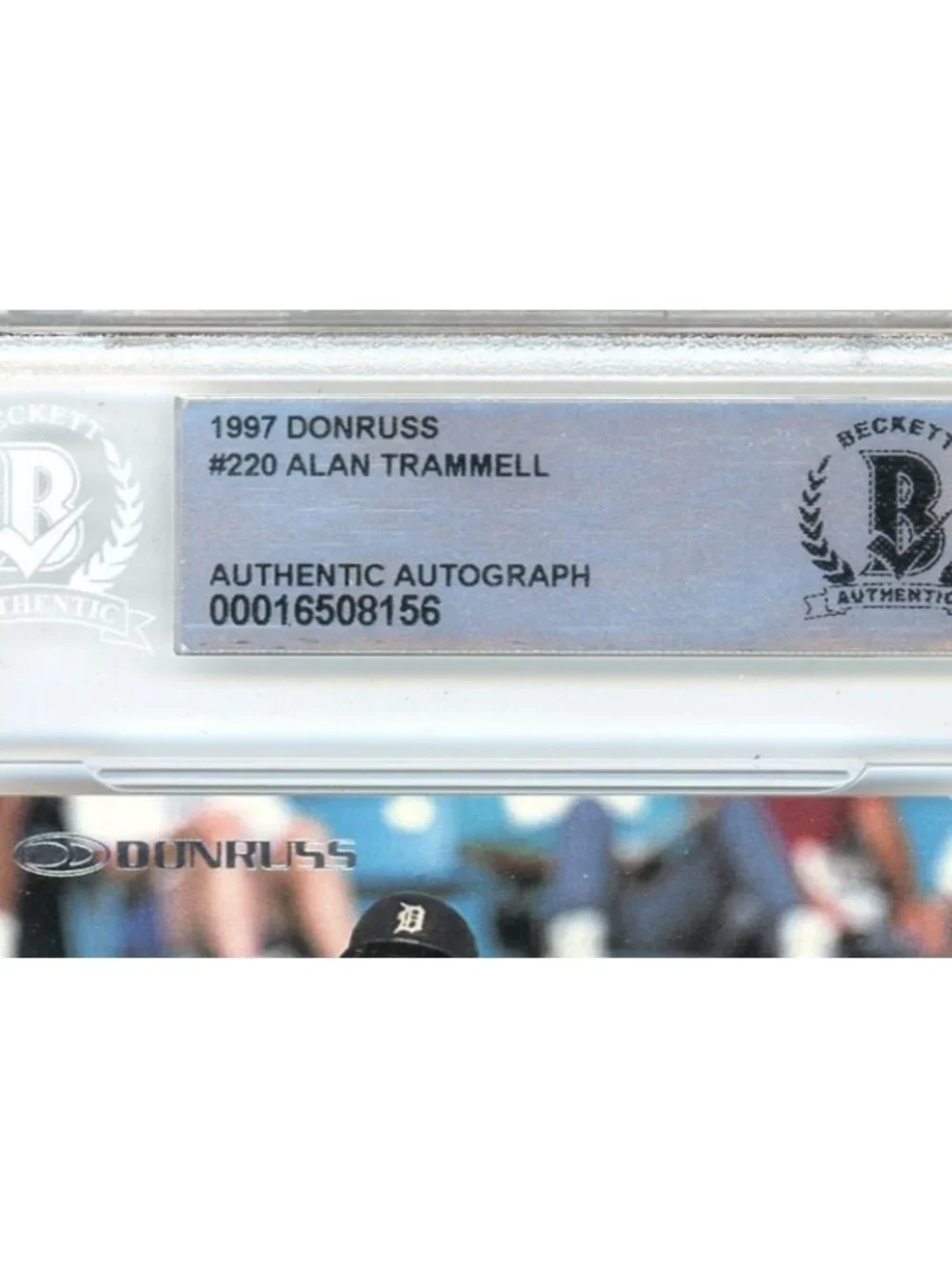 Alan Trammell Signed 1997 Donruss #220 Tigers Baseball Card Beckett BAS Slabbed